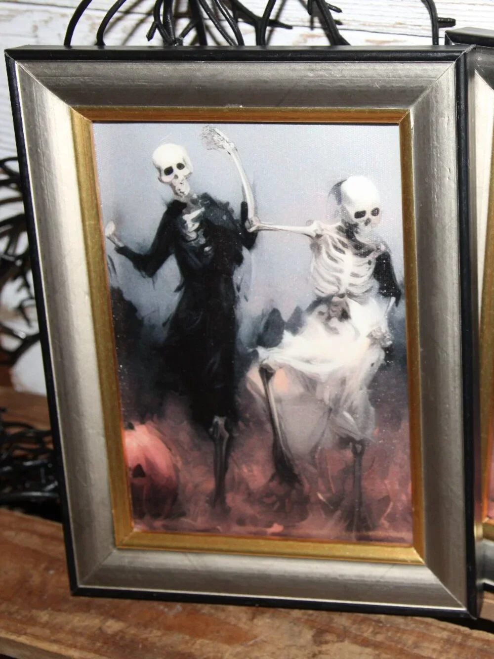 Dark Moody Gothic Dancing Skeletons Halloween Picture Set